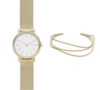 Skagen Women's Signatur Lille Gold-Tone Stainless Steel Watch and Kariana Gold-Tone Bracelet, Set