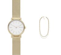 Skagen Women's Signatur Lille Gold-Tone Stainless Steel Watch and Merete Gold-Tone Necklace, Set