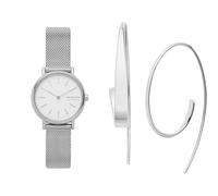 Skagen Women's Signatur Lille Silver-Tone Stainless Steel Watch and Kariana Silver-Tone Earrings, Set