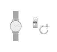 Skagen Women's Signatur Silver-Tone Stainless Steel Watch and Anja Pebbles Earrings, Set