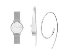 Skagen Women's Signatur Silver-Tone Stainless Steel Watch and Kariana Earrings, Set