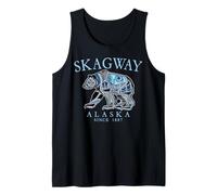 Skagway Alaska Tribal Bear Since 1887 Pale Blue Letters Tank Top