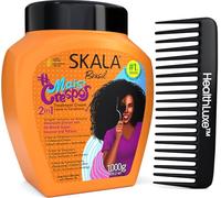 SKALA Mais Crespos Super Curly Hair Type 4ABC - Anti-Frizz, 2-in-1 Conditioning & Detangling Cream, Vegan, 1kg with Wide Tooth Hair Comb - Moisturising, Hydrating, Curl Defining, Sulfate/Silicone Free