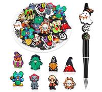 Skalamio 30Pcs Halloween Silicone Focal Beads for Pens, Halloween Beads for Keychain Making, DIY Crafts Necklace Bracelet Jewelry