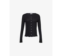 Skall Studio Womens Skall Studio Edie Scoop-Neck Cotton-Knit Cardigan Black L