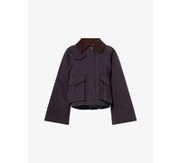 Skall Studio Womens Skall Studio Gaby Cord-Collar Cotton Jacket Navy 14