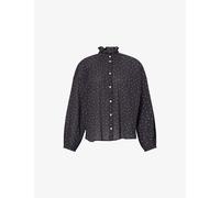 Skall Studio Womens Skall Studio Hannah Polka-Dot Cotton-Poplin Shirt Black/White Dot 10