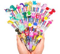 SKAMORI 30Pcs Multicoloured Pens 4 in 1, Party Bag Fillers for Kids, 4 Color Fun Pen Set with Cute Cartoon Patterns, Kids' Party Favours for Class, Easter & Birthday
