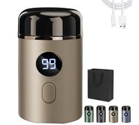 Skandara Shaver, Mini Electric Shaver, Compact & Rechargeable USB-Powered Foil Razor for Men, Waterproof Pocket Trimmer for Facial Hair, Perfect for Travel, Home, or On-The-Go Grooming (Gold)