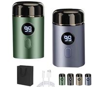 Skandara Shaver, Mini Electric Shaver, Compact & Rechargeable USB-Powered Foil Razor for Men, Waterproof Pocket Trimmer for Facial Hair, Perfect for Travel, Home, or On-The-Go Grooming (2Pcs-C)