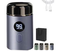Skandara Shaver, Mini Electric Shaver, Compact & Rechargeable USB-Powered Foil Razor for Men, Waterproof Pocket Trimmer for Facial Hair, Perfect for Travel, Home, or On-The-Go Grooming (Blue)