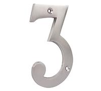 Skandh Brass Numeral Satin Nickle 4 inch House Address Numbers (Number 3, Silver)