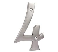 Skandh Brass Numeral Satin Nickle 4 inch House Address Numbers (Number 4, Silver)