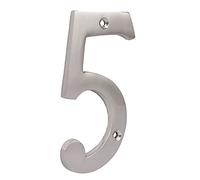 Skandh Brass Numeral Satin Nickle 4 inch House Address Numbers (Number 5, Silver)