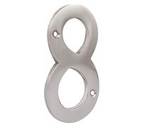 Skandh Brass Numeral Satin Nickle 4 inch House Address Numbers (Number 8, Silver)