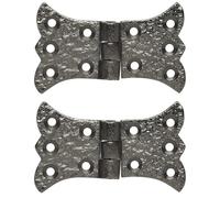 SKANDH "Butterfly" Iron Hinges for Doors Gates, Cabinets, Barn Door Hardware, Antique Pewter Powder Coated (3.35 Inch, Pack of 2)
