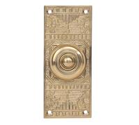 SKANDH Decorative Rectangular Brass Bell Push Button | Vintage Chime Push Button for Doorbell, Home, Office, and Commercial Use (Polish Brass)