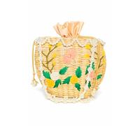 SKANDH Handmade Kauna Straw Potli Bag for Women Small Woven Tote & Cute Drawstring Handbag Classic Summer Beach Purse, Ethnic Traditional Wristlet & Eco-Chic Gift Bag (Beige And Green)