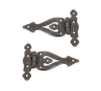 SKANDH Iron Triangular Hinge | Decorative Hinges | Antique Pewter Finish for Barn Doors, Gates, Kitchen Cabinets, Sheds, Wooden Box, Furniture, Cedar Chest and Trunks (Pack of 2)