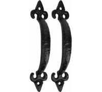 Skandh Iron Trishul Pull Handles for Kitchen Cabinets, Drawers, Gates, Doors 6 Inch Pull Handle Heavy Duty Hardware - Pack of 2, Black Powder Coated
