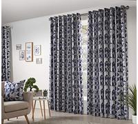 Essential Living Zandi 66" X 54" Navy Ring Top Curtains, Blue