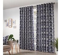 Essential Living Zandi 90" X 72" Navy Ring Top Curtains, Blue