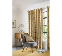 Skandi Geometric Jacquard Fully Lined Eyelet Curtains Alan Symonds Yellow 117cm width x 137cm drop
