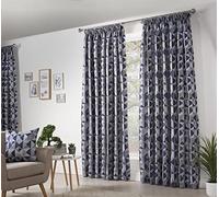 Essential Living Scandi Pencil Pleat Taped Top Curtains Navy 117cm x 183cm, Blue