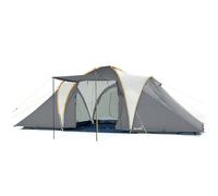 Skandika Daytona XXL 6 Person/Man Dome Family Camping Tent with 3 Sleeping Cabins, 3000 mm Water Column, 195 cm Peak Height & Sun Canopy (Grey)