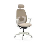 Skandis Pro | with headrest | Frame: White - Professional Office Chair Beige