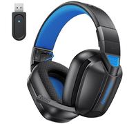 Skapendy VK80 2.4GHz Wireless Gaming Headset for PS5 Low Latency,50+Hr Battery Bluetooth Gaming Headphones,Stereo Sound Headset for Switch with Noise Canceling Mic,Matte,light black blue