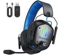 Skapendy Wireless Gaming Headset for PS5, PS4, PC, Switch, Laptop, Mobile, Mac - 2.4GHz Wireless Gaming Headphones with Mic, Stereo Surround Sound, 20ms Latency, 50H Battery, RBG Light, Blue