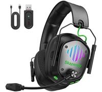 Skapendy Wireless Gaming Headset for PS5, PS4, PC, Switch, Mac, 2.4 GHz Wireless & 5.4 Bluetooth Gaming Headphones with Mic ENC Noise Cancelling, 50mm Drivers, 3D Stereo Sound, 50H Battery, Foldable