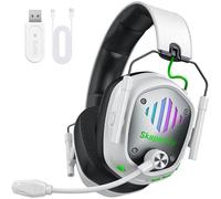 Skapendy Wireless Gaming Headset for PS5, PS4, PC, Switch, Mac, 2.4 GHz Wireless & 5.4 Bluetooth Gaming Headphones with Mic ENC Noise Cancelling, 50mm Drivers, 3D Stereo Sound, 50H Battery, Foldable