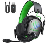Skapendy Wireless Gaming Headset for PS5, PS4, PC, Switch, Mac, 2.4 GHz Wireless & 5.4 Bluetooth Gaming Headphones with Mic ENC Noise Cancelling, 50mm Drivers, 3D Stereo Sound, 50H Battery, Foldable