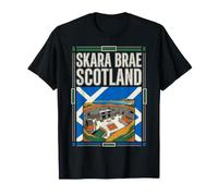 Skara Brae Scotland Flag Prehistoric Settlement Travel Art T-Shirt