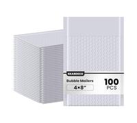 skardeco Bubble Mailers 4x8inch 100Pack Gray Bubble Mailers Self-Seal Padded Mailing Envelopes Bubble Opaque Padded Mailer for Small Businesses to Package and Mail Jewelry Cosmetics#000（white，gray）