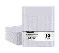 skardeco Bubble Mailers 8.5x11inch 50Pack Gray Bubble Mailers Self-Seal Padded Mailing Envelopes Bubble Opaque Padded Mailer for Small Businesses to Package and Mail Jewelry Cosmetics#000（white，gray）