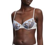 Skarlett Blue Women's Enamoured Balconette Underwire T-Shirt Bra, Opaque, White/Blue Nile, 34E