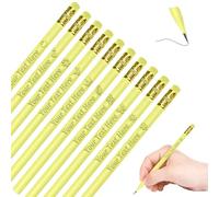 Skartam 10PCS Personalized Pencils Bulk Custom Pencils with Name Logo Text Customized Engraved #2 Triangular Pencil for Kids Student Names Back to School Teacher's Day EYellow