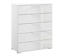 Skat Meridian Chest - 5 Drawer - Alpine White & Crystal White Glass