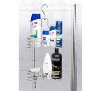 SKATCO Hanging Shower Caddy - 2-Tier Rust-Resistant Stainless Steel Shelves Chrome Rack Organizer Bathroom Basket Storage Holds Shampoo, Conditioner, Soap, Bath Sponge, Scrubs, Razors, Washcloths