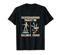 Skate Balance Chaos Retro Block Letters Design T-Shirt