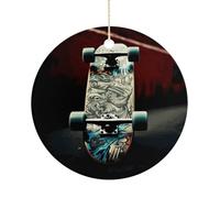 Skate Boards Hanging Ceramic Ornaments, Christmas Tree Decorations, Funny Home Decor Gifts for Women, Sisters & Work Best Friends