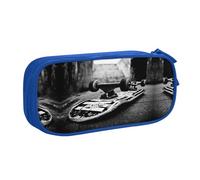 Skate Boards Large Capacity Double Layer Pencil Case,Customizable Full Print Polyester Fabric Organizer-School, Office, Travel Makeup Pouch