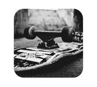 skate boards Printed Coasters Set of 6, Tabletop Protection Leather Coasters for Cup Drinks Coffee Pads Beer Bar Mat Gifts, Square