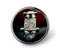Skate Boards Round Badge Personalized Metal Lapel Pin Badges Fit Clothing Bags Hat Humorous Printed Brooch Badge Party Decorations Accessories for Men Women