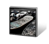 Skate Boards Square Lapel Pin 0.7x0.7in Aluminum Badge Stylish Personalized Accessory Daily Wear