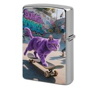 Skate - Cat Lighter Case Metal Double-Sided Lighter Cover Pocket Lighters Sleeve Windproof Lighters Accessories for Men Women
