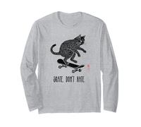 Skate Don't Hate Cat Skateboard Retro Kitten Skater Long Sleeve T-Shirt